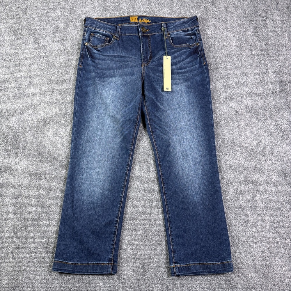 Kut from the Kloth Womens Straight Leg Crop Jeans 10 High Rise Stretch Blue NWT